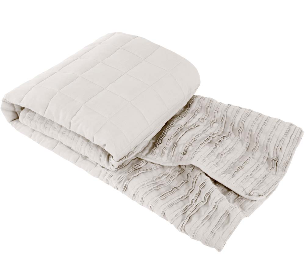 White Washed Quilted Ruffled Throw